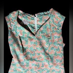 70’s Villager Floral Midi Dress in Pink and Green